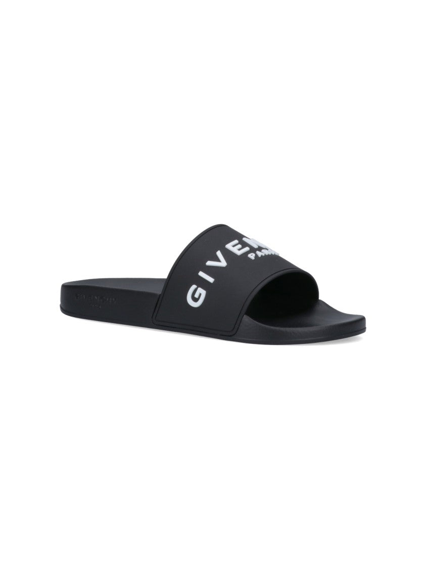 Givenchy Black Rubber Logo Slide