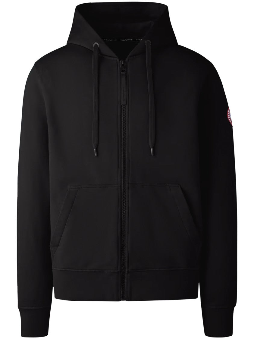 Canada Goose High Collar Black Full-Zip Hoodie With Kangaroo Pocket