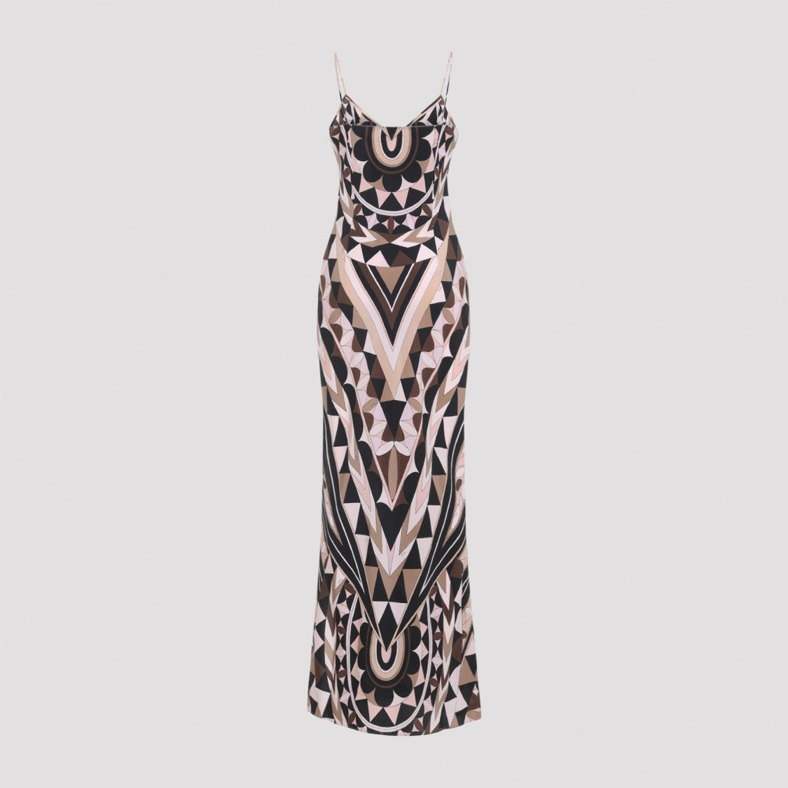Pucci Long Geometric Silk Dress With V-Neckline