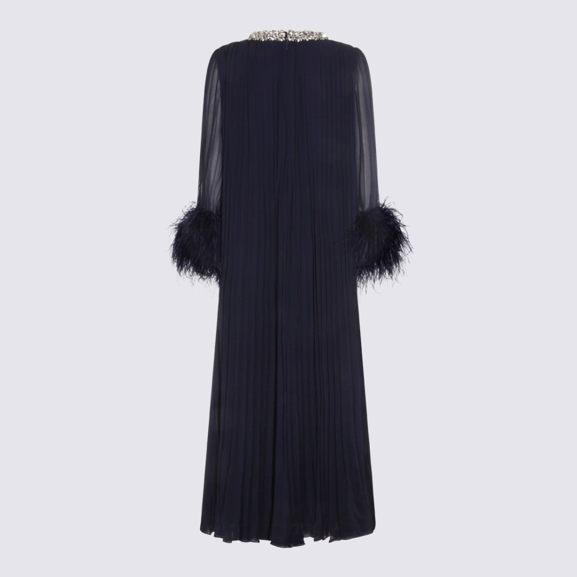 Self-Portrait Navy Crystal-Embellished Maxi Dress