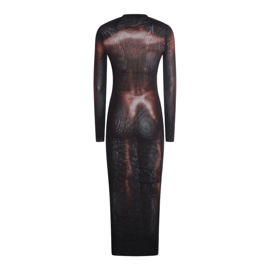 Jean Paul Gaultier Long-Sleeve Black Dress With Sheer Mesh Design