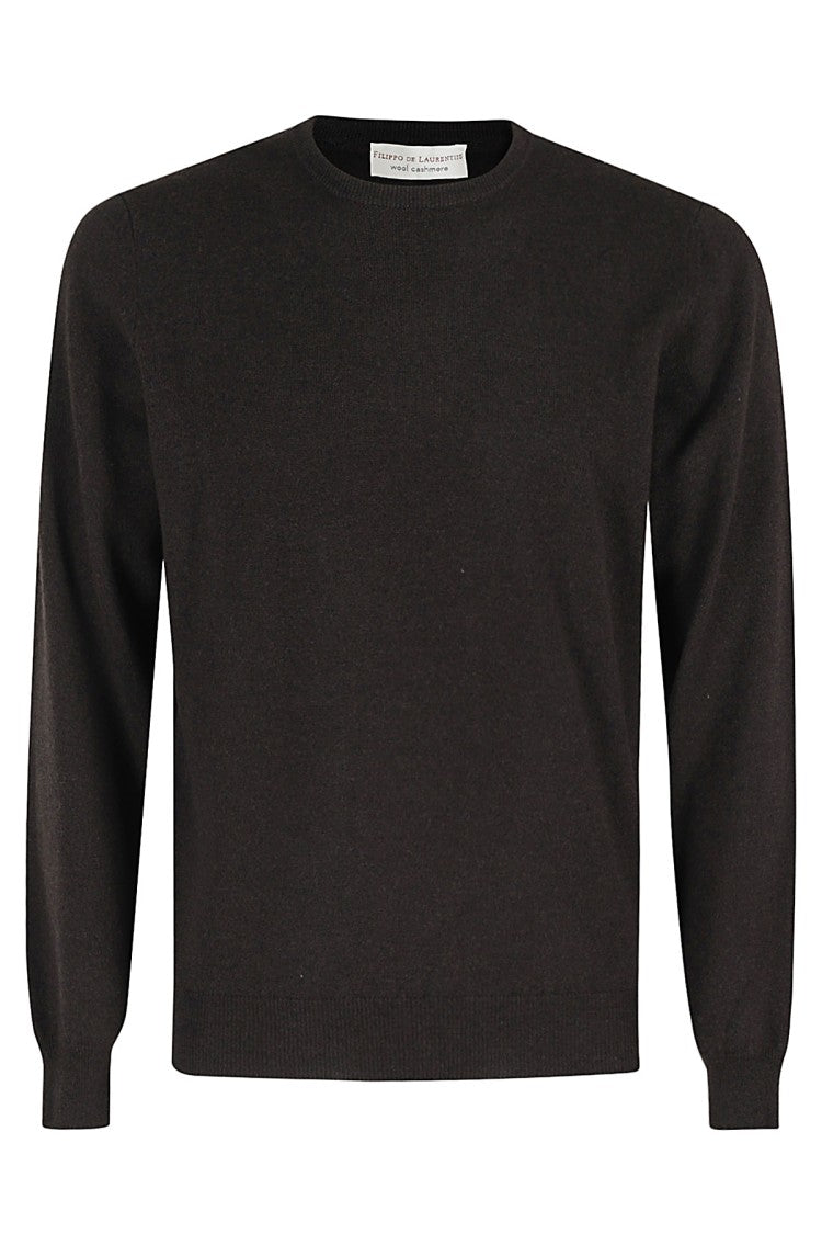 Filippo De Laurentis Brown Crew Neck Sweater With Cashmere Blend