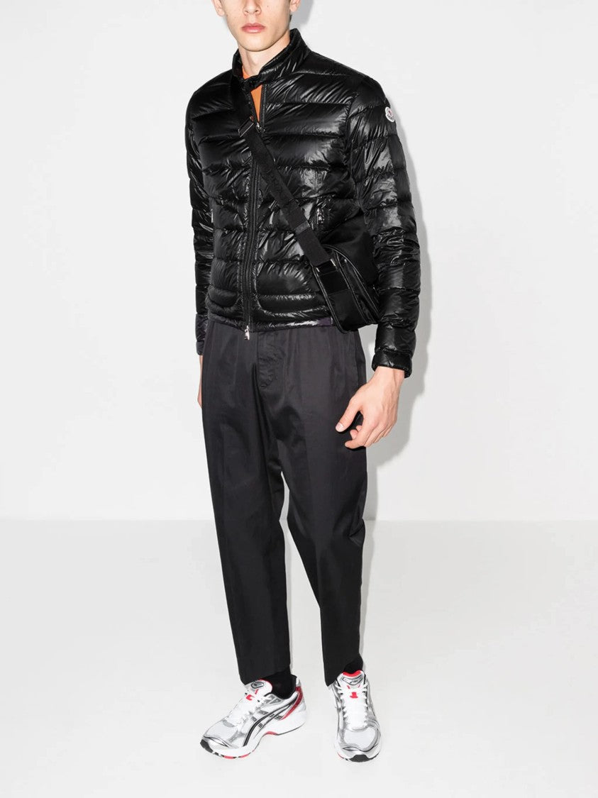 Moncler High-Collared Black Puffer Jacket With Horizontal Quilting