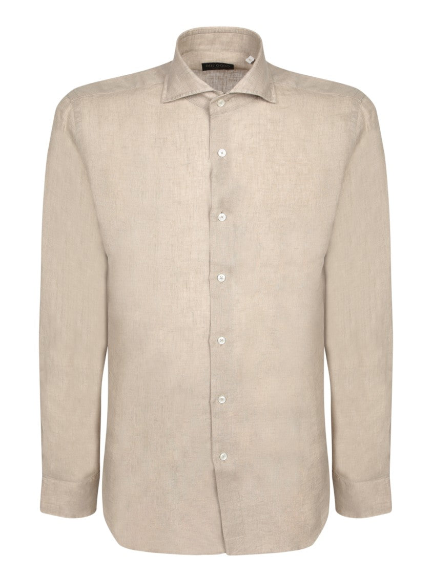 Dell'oglio Beige Linen Shirt With Classic Collar