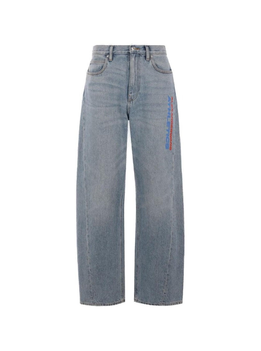 Alexander Wang Mesh Back Balloon Jean With Logo - Blue
