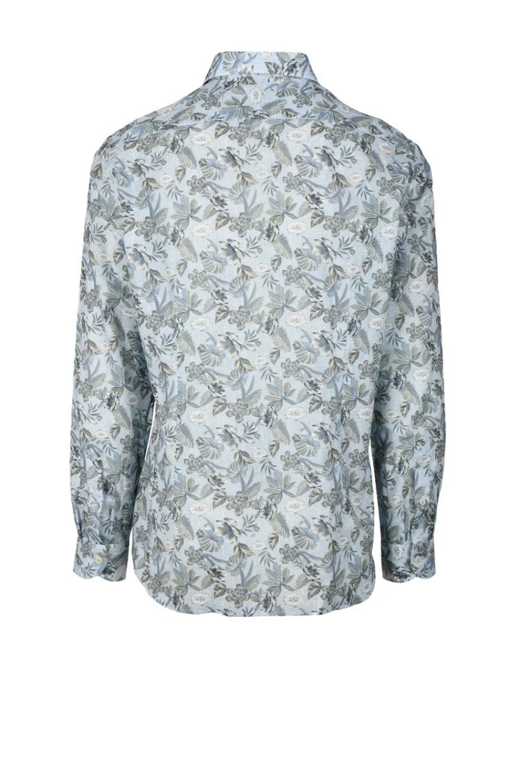 Brio Sky Blue Floral Cotton Shirt