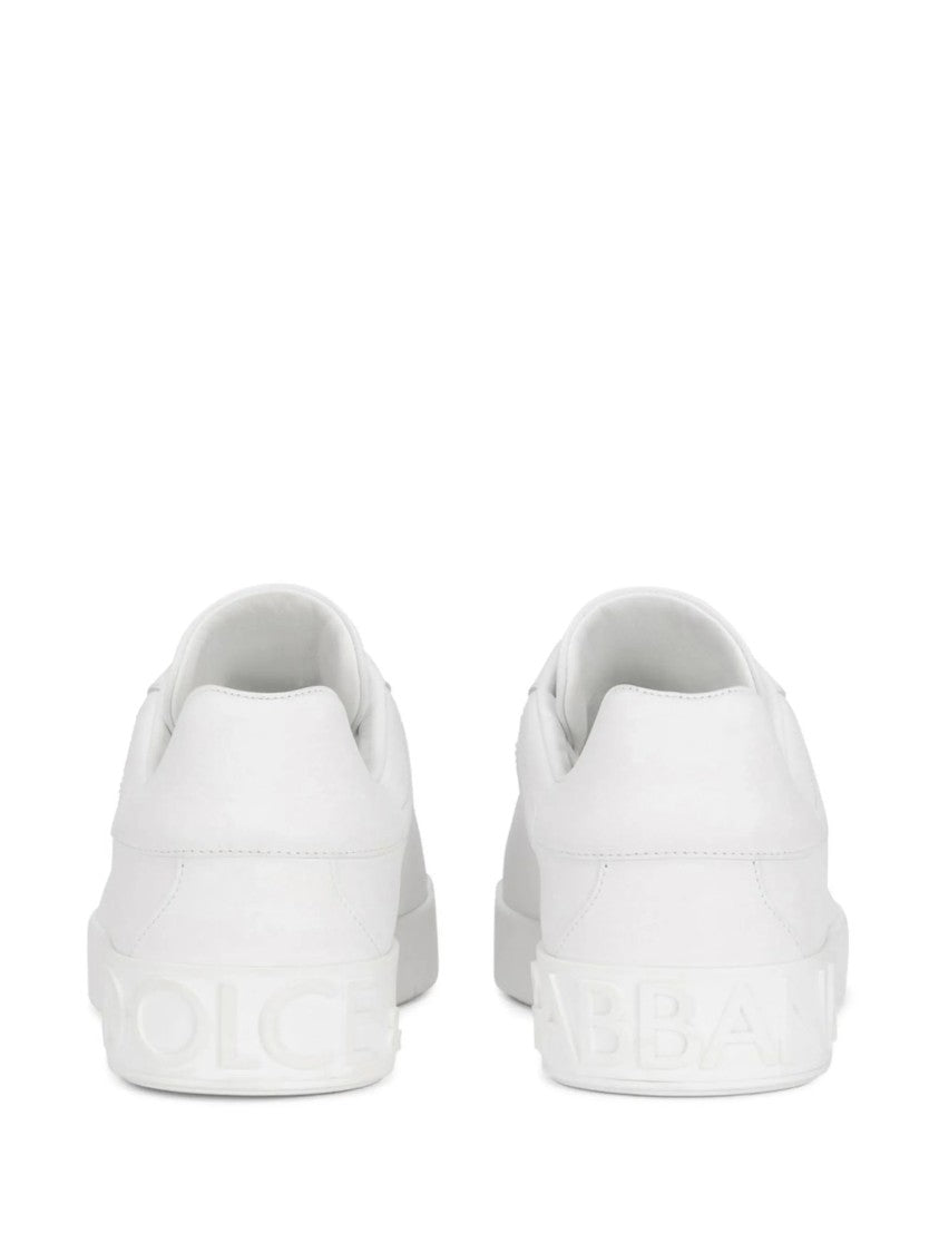 Dolce & Gabbana White Portofino Tasseled Calfskin Leather Sneakers
