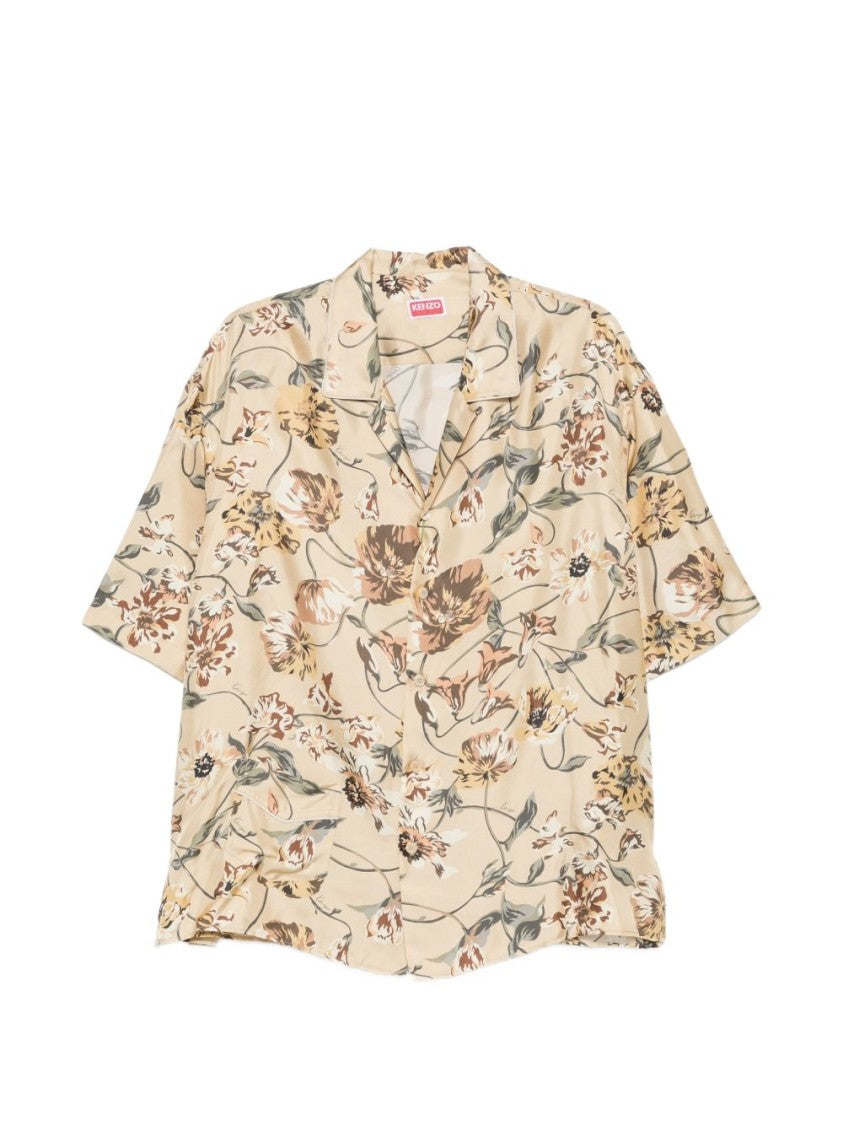 Kenzo Floral Short-Sleeved Shirt With Camp Collar And Button-Down Front