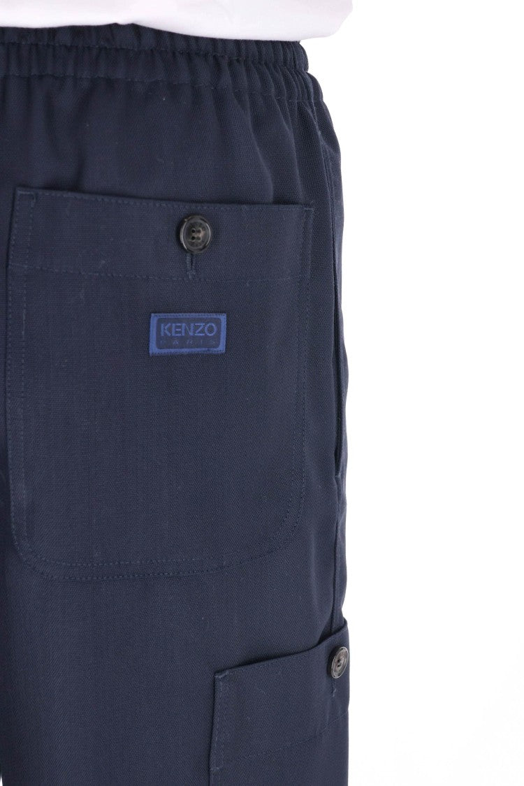Kenzo Straight Fit Virgin Wool Cargo Trousers