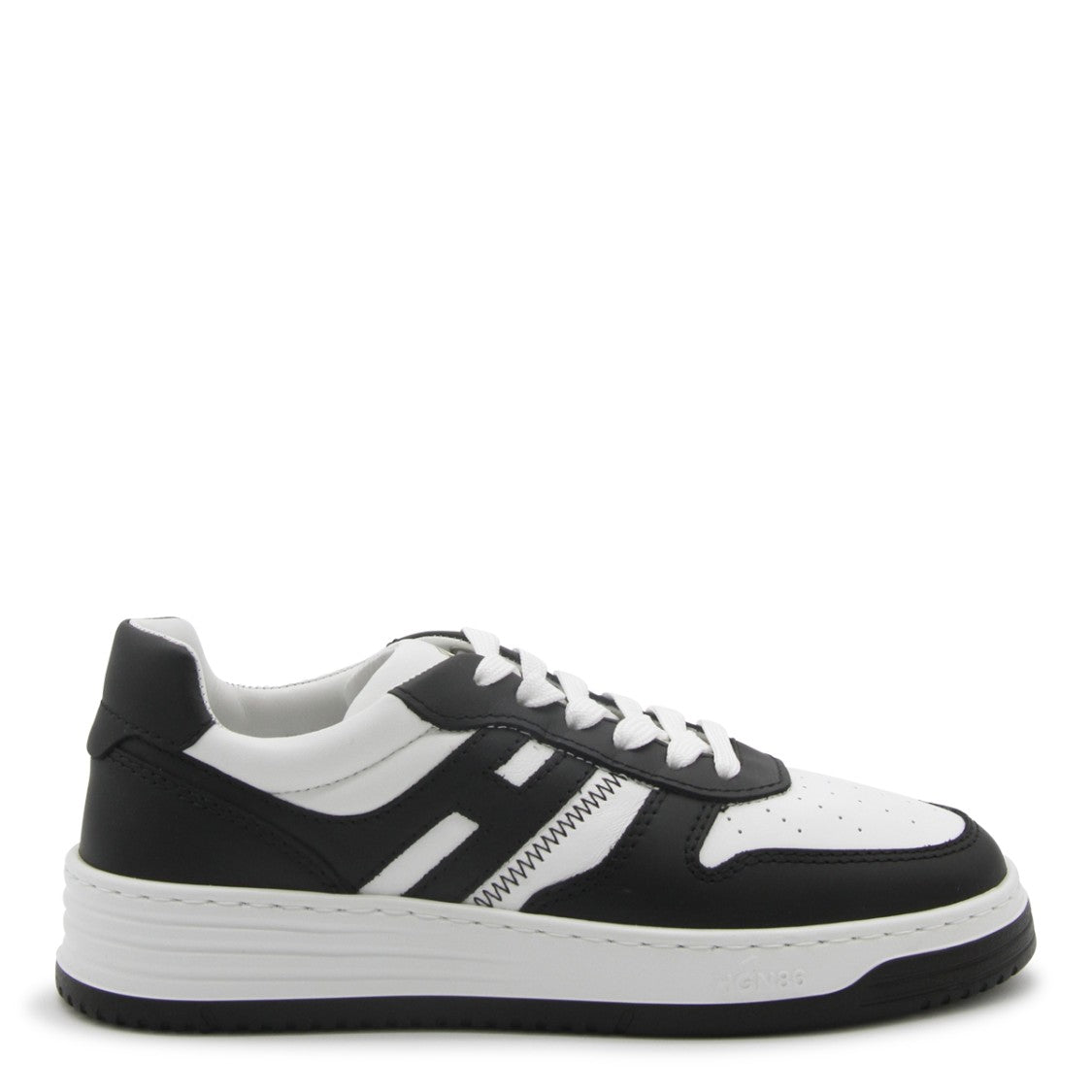 Hogan White And Black Leather Sneakers