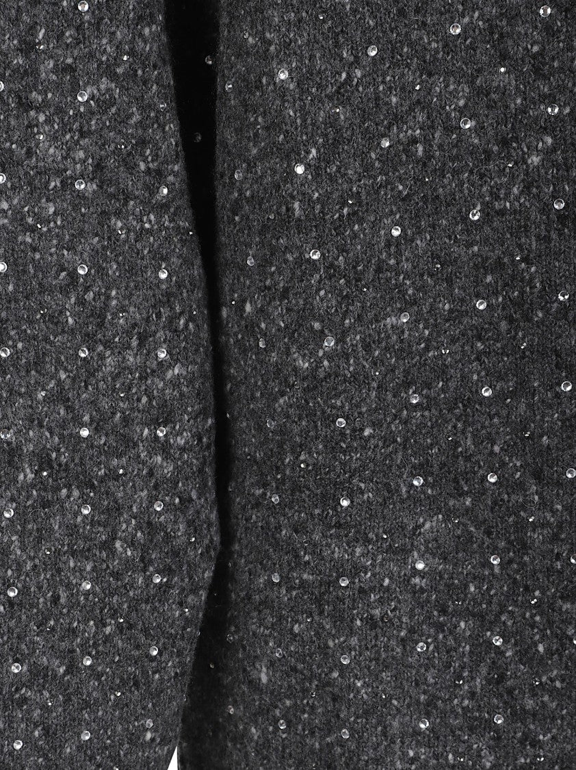 Pinko Dark Grey Knitted Cardigan With V-Neckline