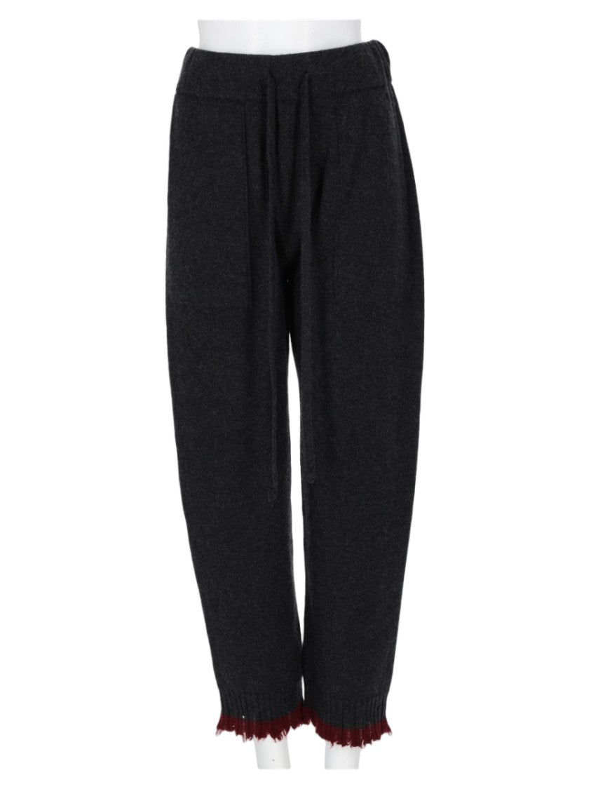 Uma Wang Charcoal Trousers With Drawstring Waist And Frayed Edge Detail