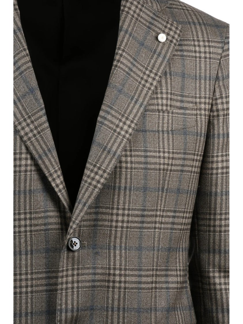 Luigi Bianchi Rounded Wool Jacket With Plaid Pattern And Tailored Fit