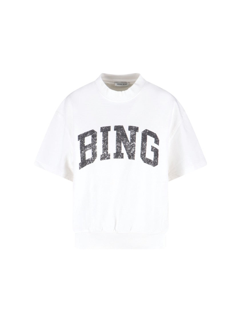 Anine Bing Cropped White T-Shirt With Round Neckline