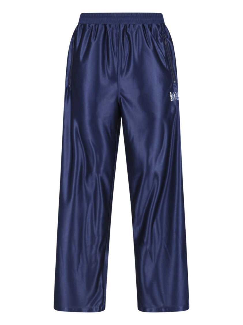 Needles Blue Cropped Relaxed Butterfly Embroidered Trousers