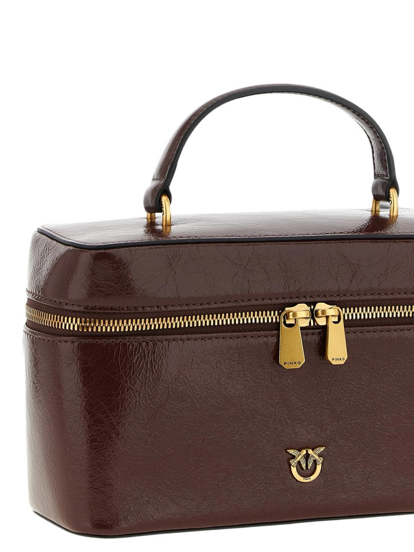 Pinko Rectangular Vanity Case With Shiny Textured Finish