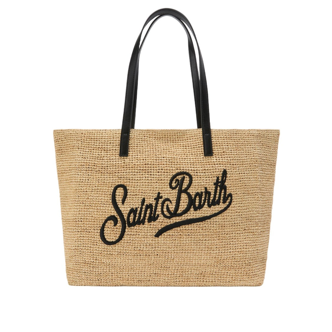 Mc2 Saint Barth Raffia Shopping Bag With Contrasting Handles And Logo