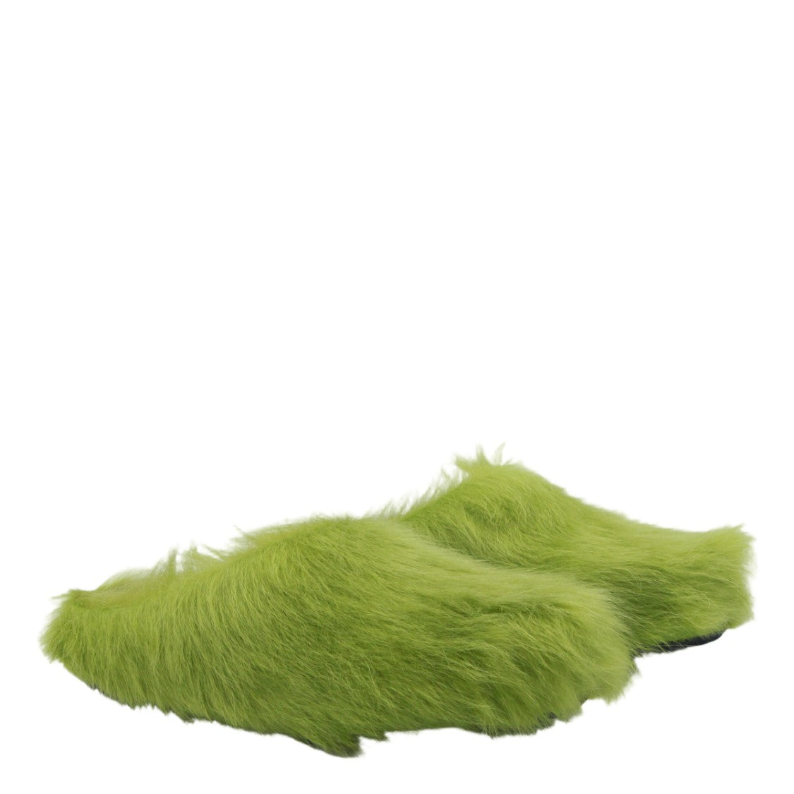 Marni Green Faux Fur Slip-On Sandals