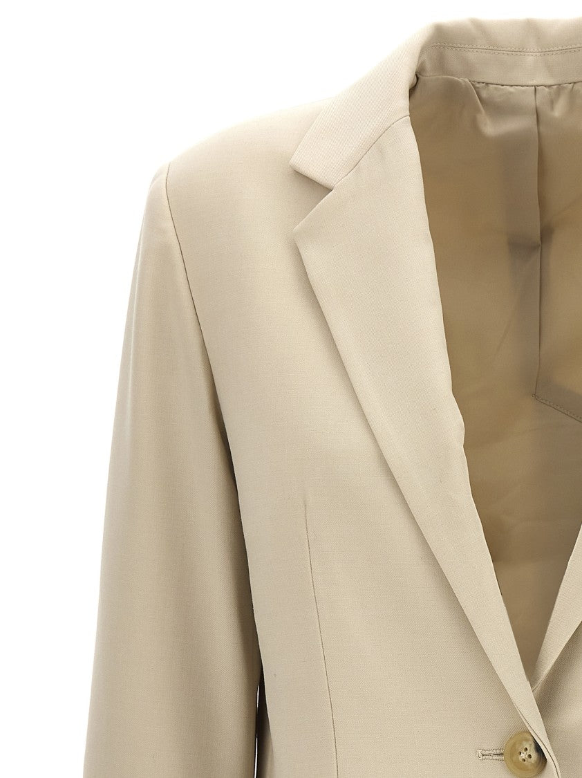 Helmut Lang Single-Breasted Logo Band Wool Blazer