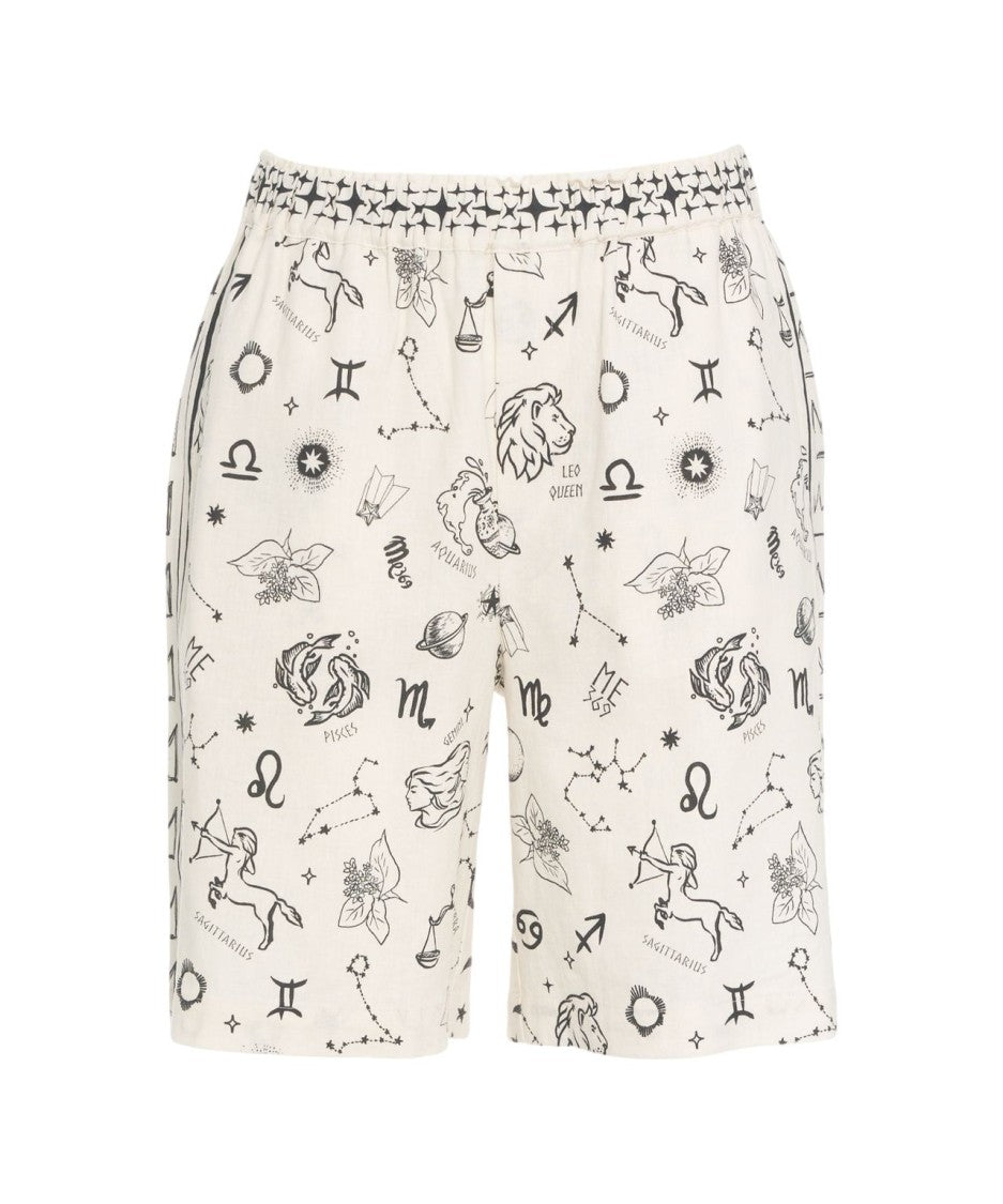 Me369 Wide Leg Bermuda Shorts With Celestial Print