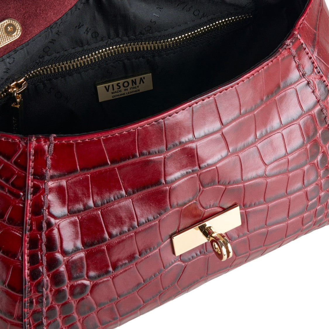 Plinio Visona' Borsa Miami In Pelle Stampa Cocco Vinaccia