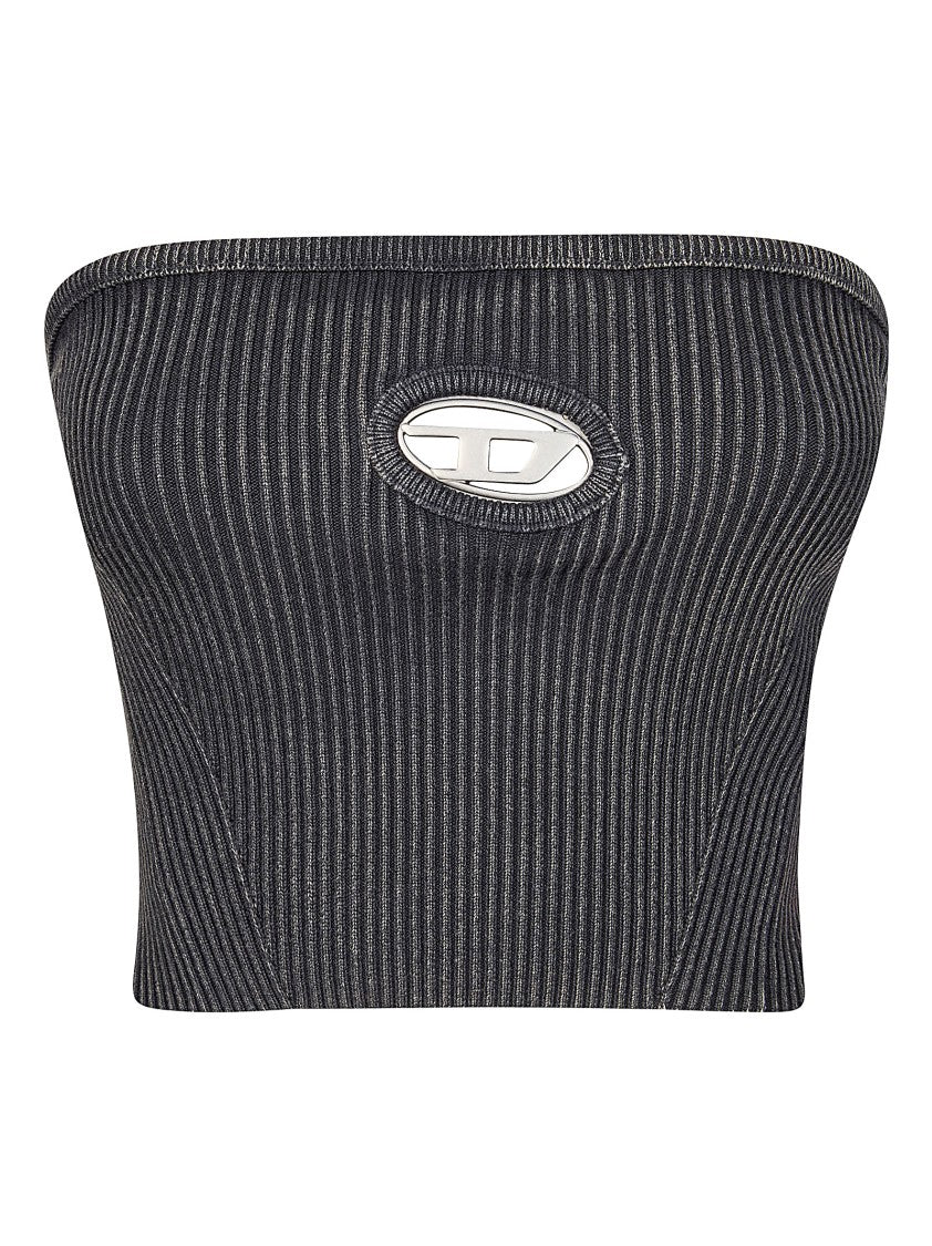 Diesel M-Clarksvillex-C Fitted Strapless Top With Ribbed Texture