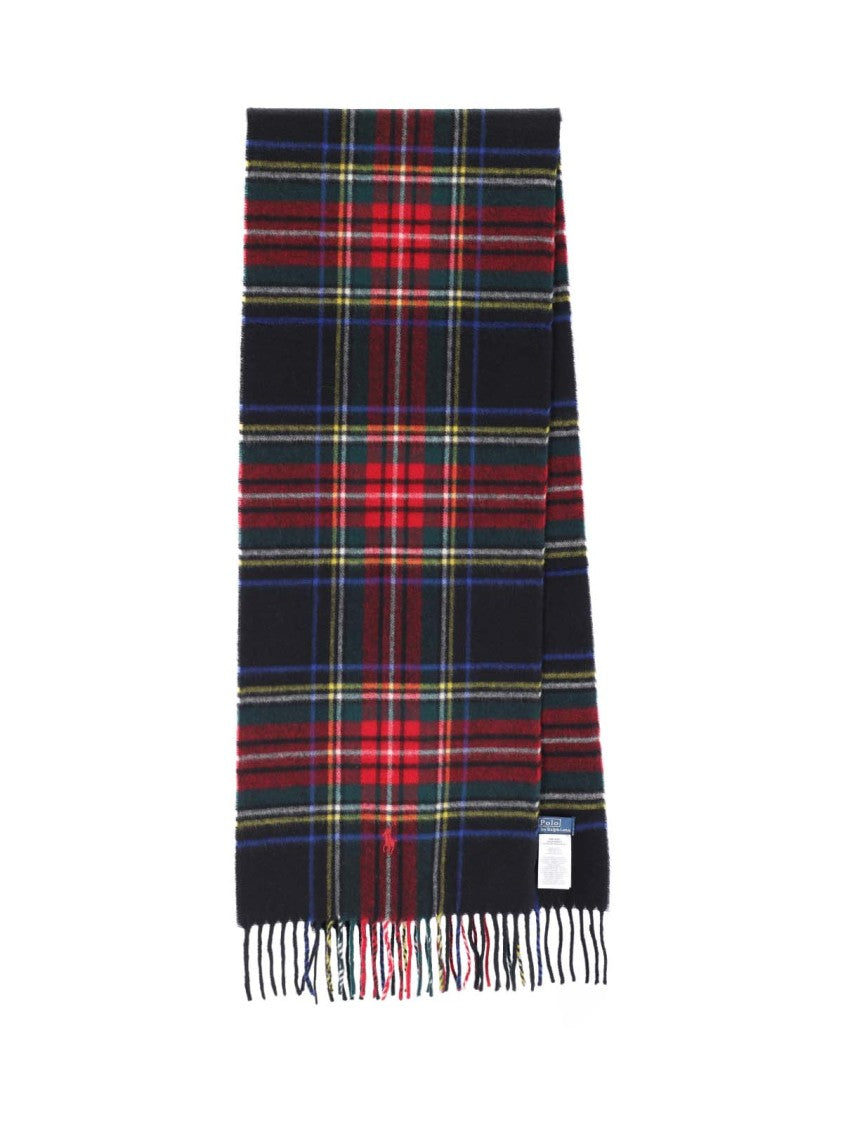 Polo Ralph Lauren Tartan Plaid Wool Scarf With Fringed Edges