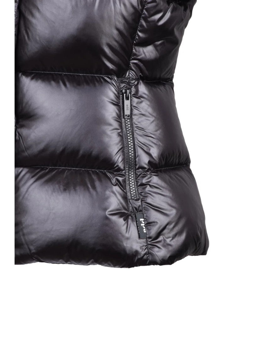 Add Down Vest With Glossy Finish And Detachable Hood
