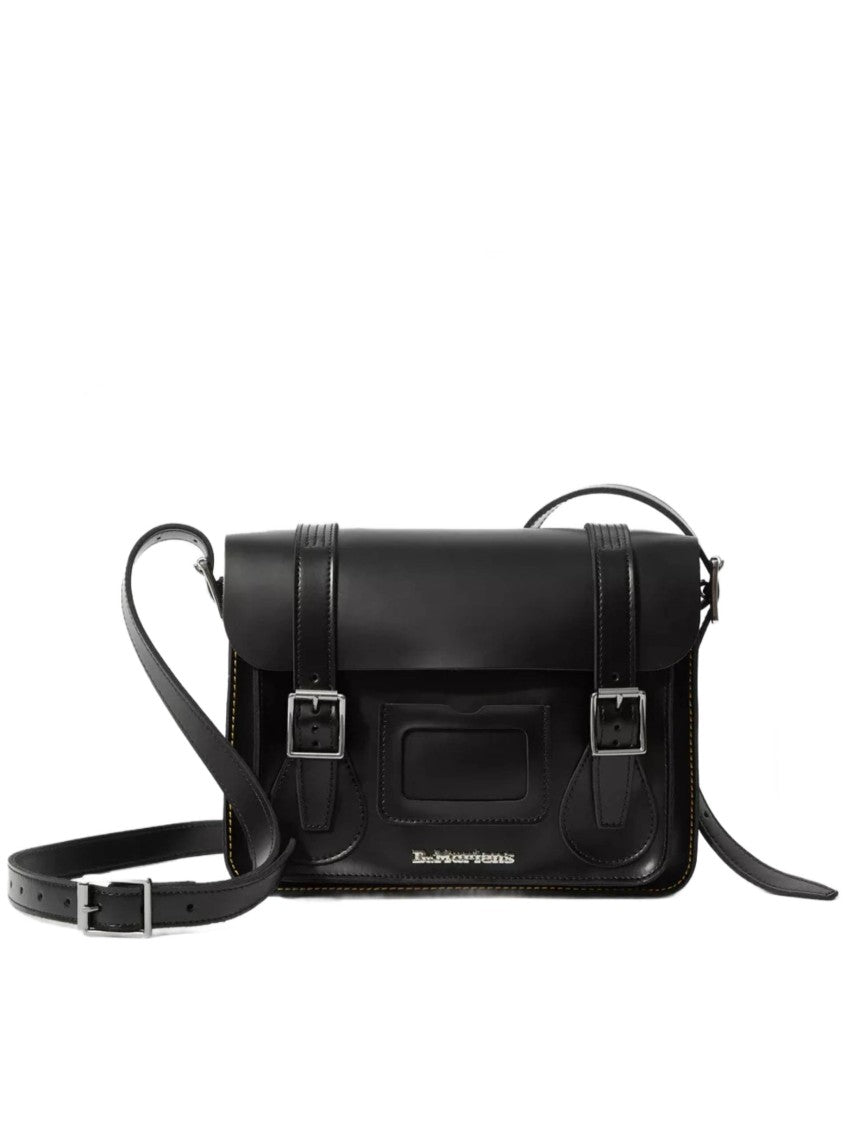 Dr. Martens Black 11`` Leather Buckle Satchel
