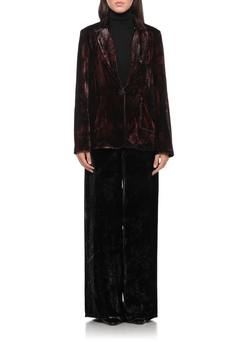 Avant Toi Burgundy Melange Velvet Blazer