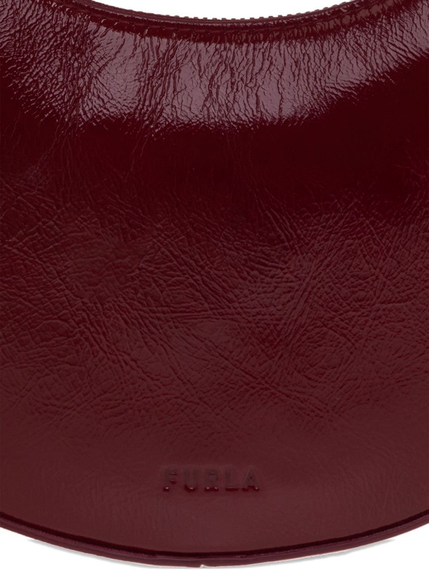 Furla Crescent-Shaped Handbag With Finish And Metallic Logo