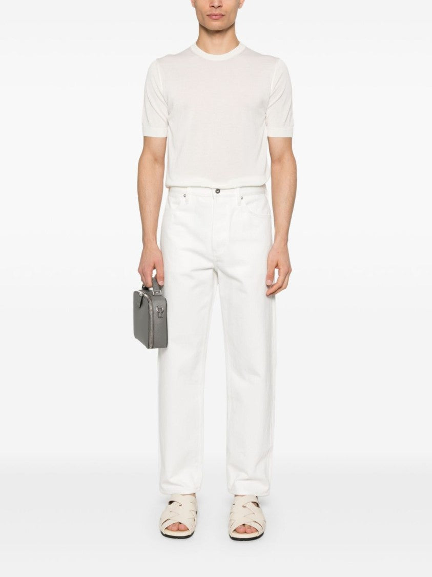 Tagliatore Minimalist White T-Shirt With Classic Crew Neckline