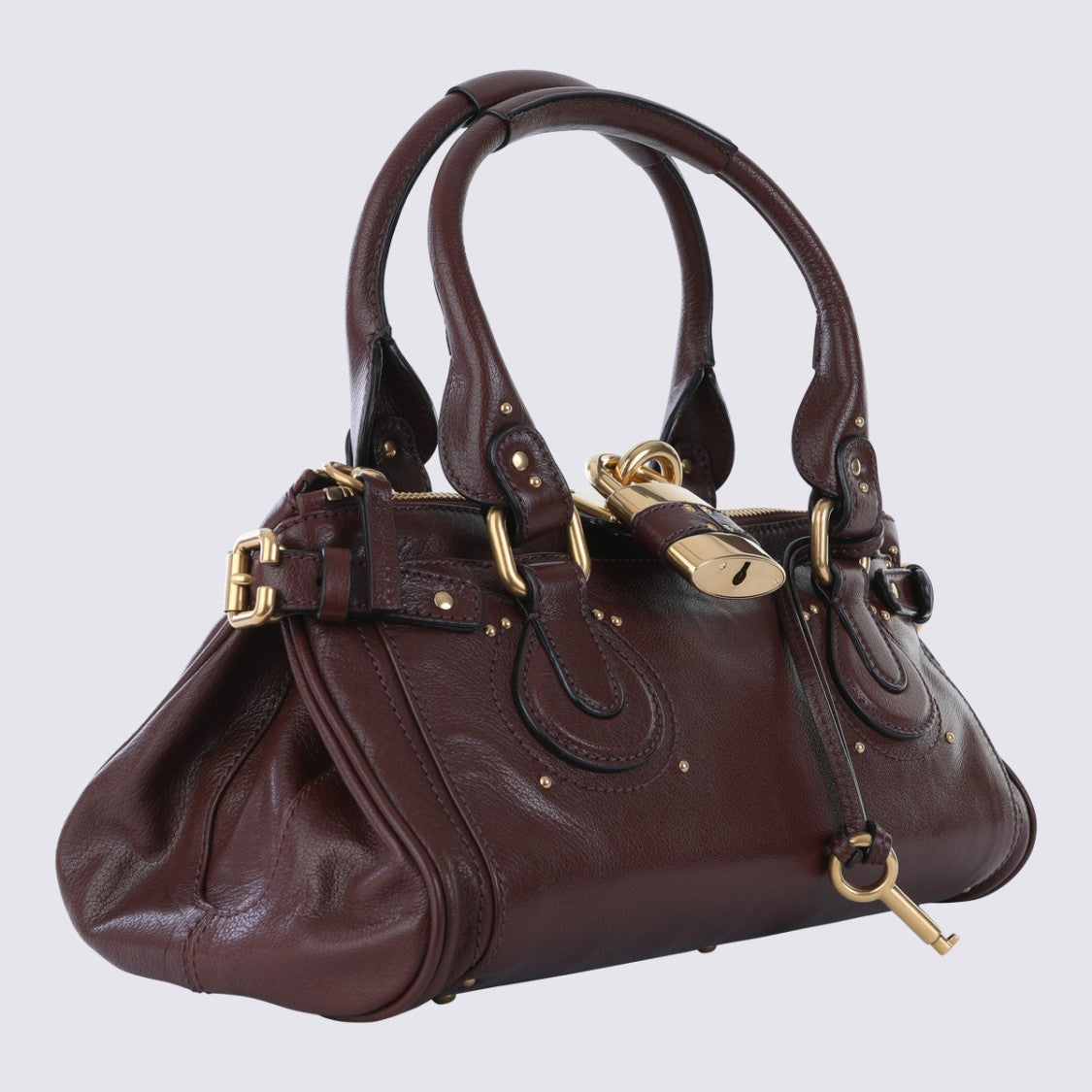 Chloé Structured Dark Brown Leather Handbag With Gold-Tone Hardware