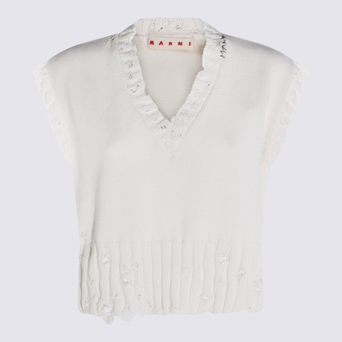 Marni Sleeveless White Cotton Knit Top