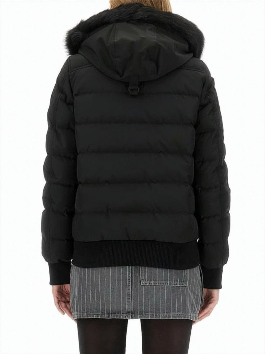 Moose Knuckles Quilted Cropped Padded Jacket With Detachable Fur Hood