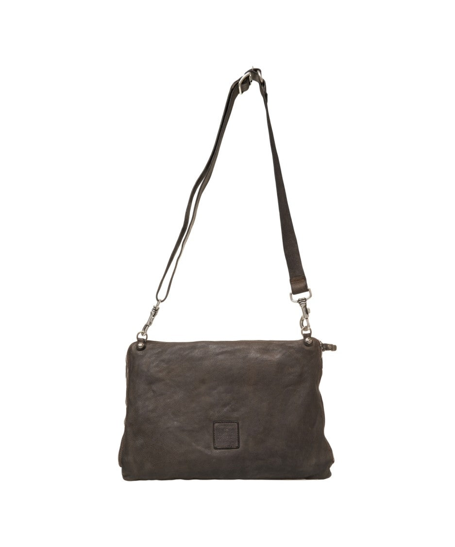 Campomaggi Rectangular Brown Leather Crossbody Bag With Adjustable Strap And Embossed Logo