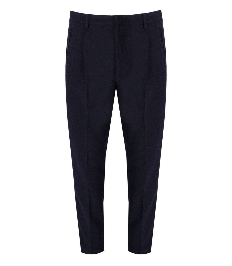 Emporio Armani Navy Blue Viscose Blend Pants