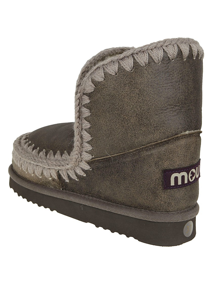 Mou Brown Sheep Skin Ankle Boots