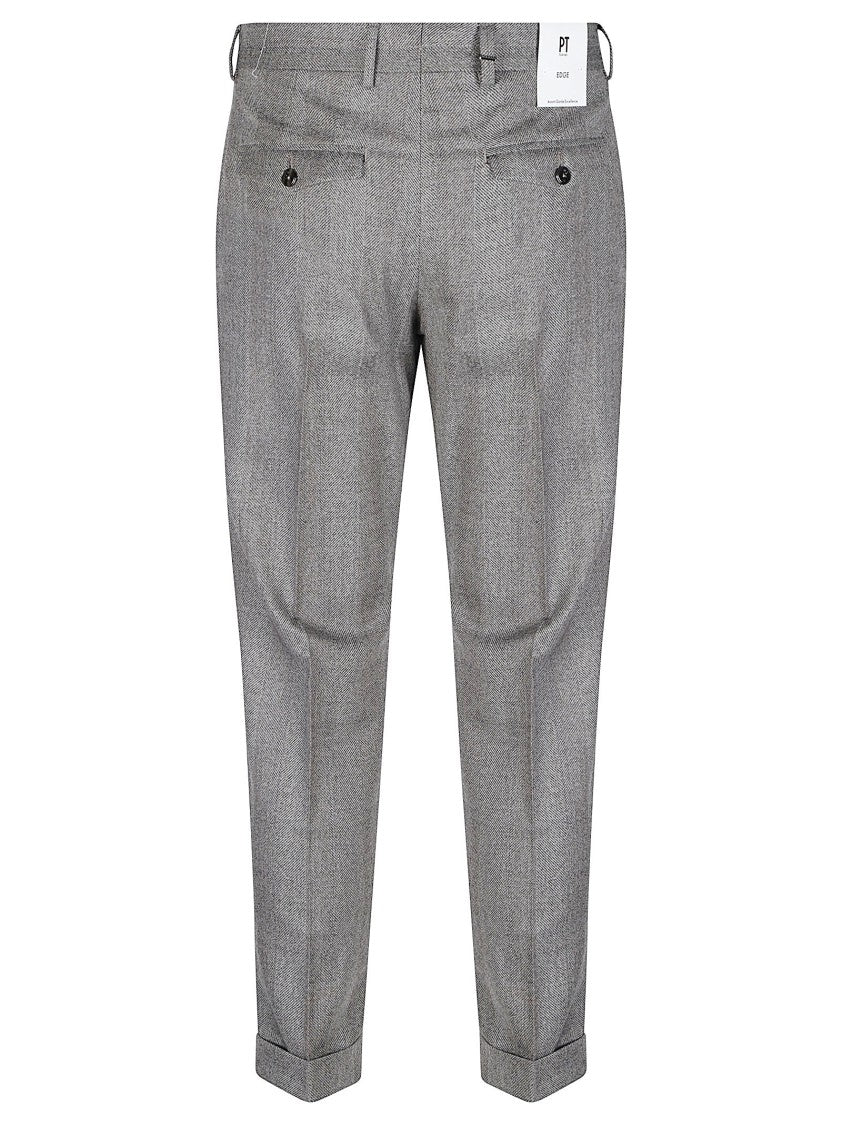 Pt Torino Grey Rebel Cuffed Virgin Wool Pants