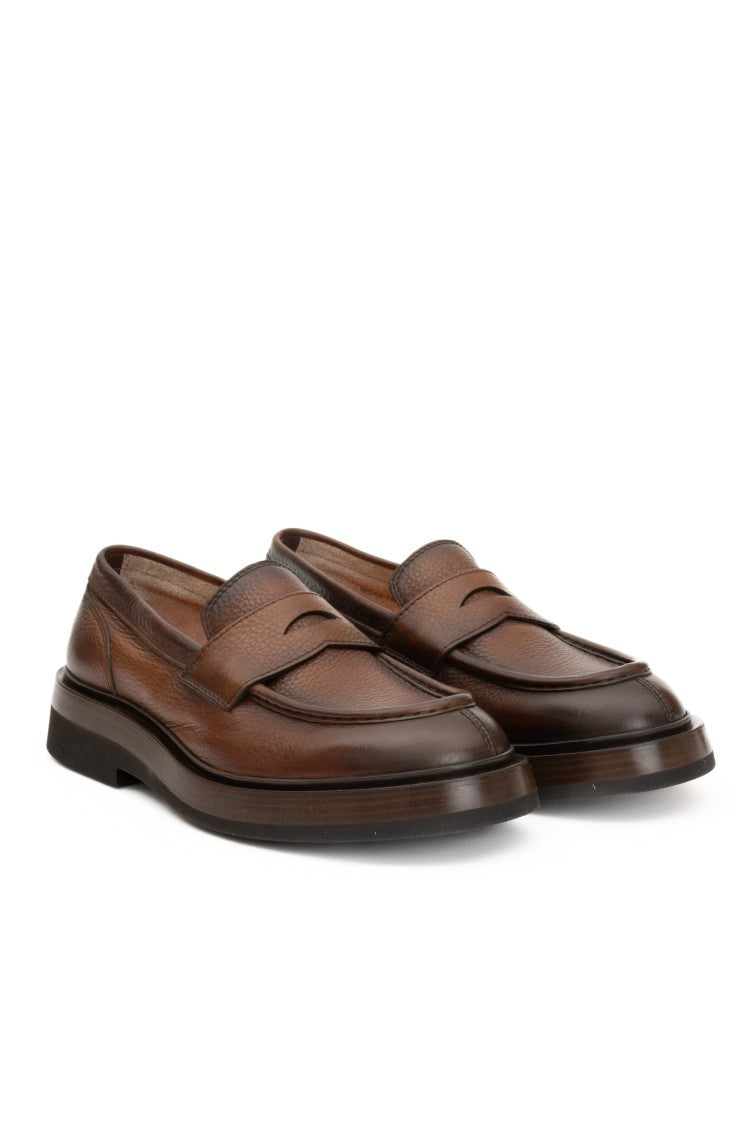 Santoni Deer Leather Moccasins