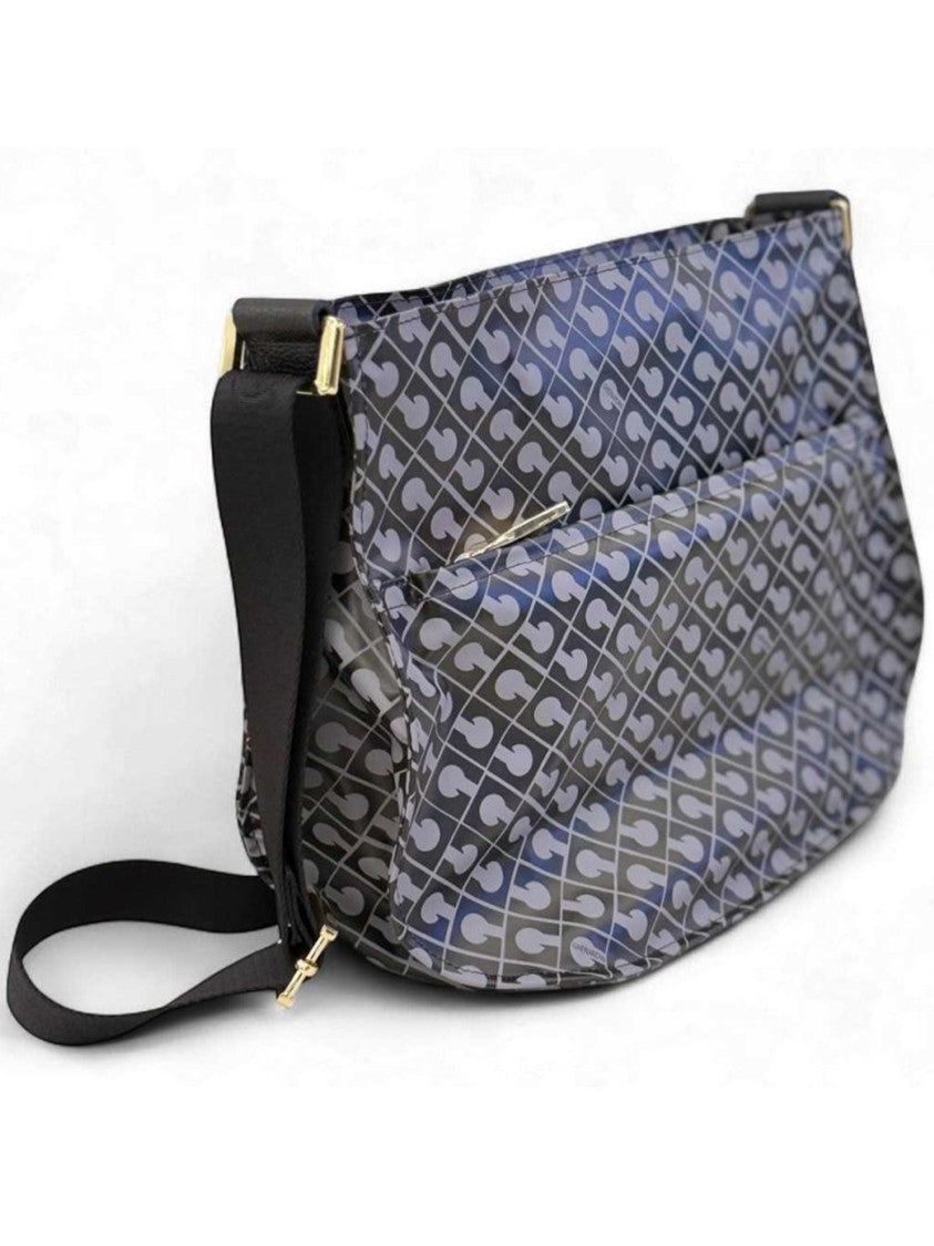 Gherardini Grey Curved Geometric Pattern Crossbody Satchel