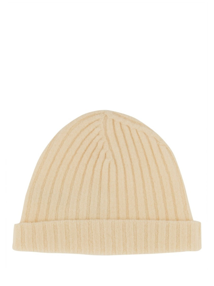 Jil Sander Ribbed Wool Beanie Hat With Folded Cuff