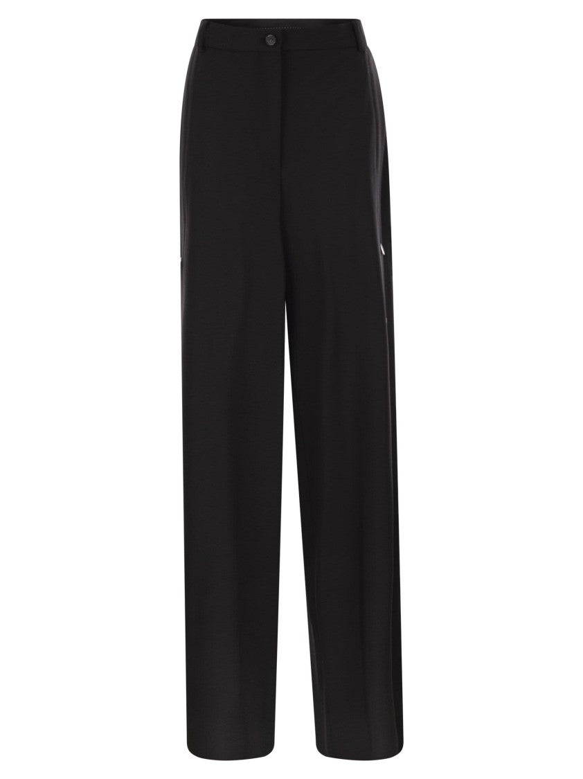Sportmax Wide Leg Wool Trousers With Customised Press Studs