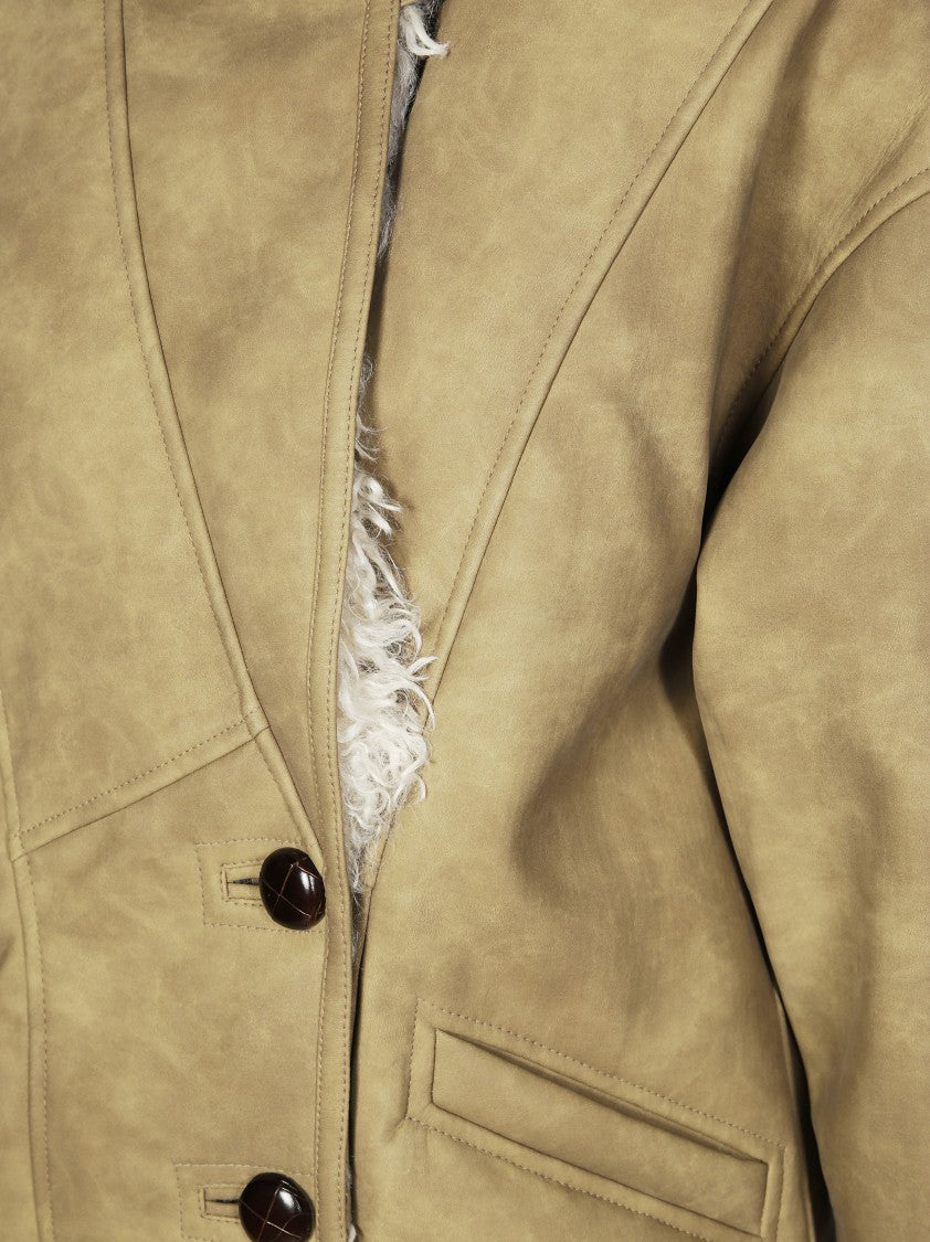 Isabel Marant Étoile Structured High-Collar Coat With Shearling Lining