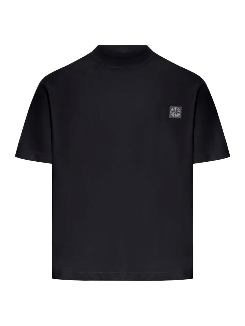 Stone Island Black Short-Sleeved T-Shirt With Logo Patch