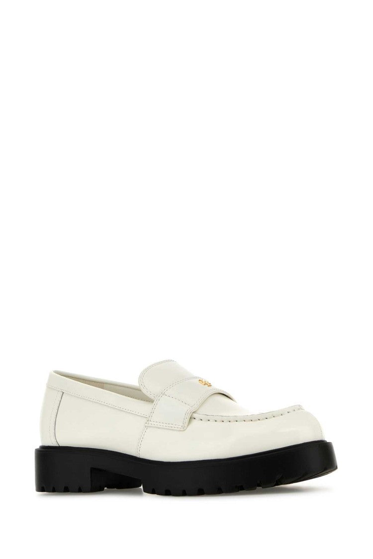 Tory Burch White Leather Loafers