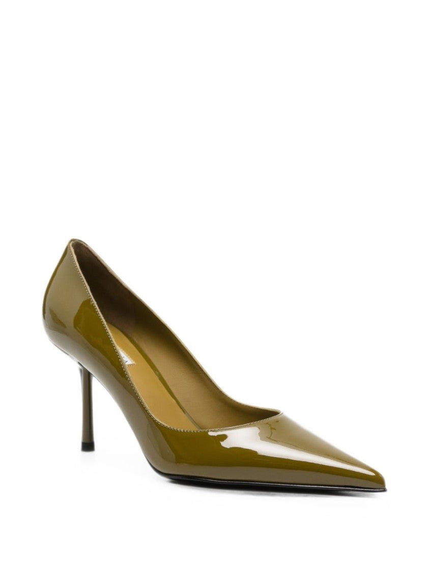 Le Silla Patent Pointed Toe Pumps - Olive Green