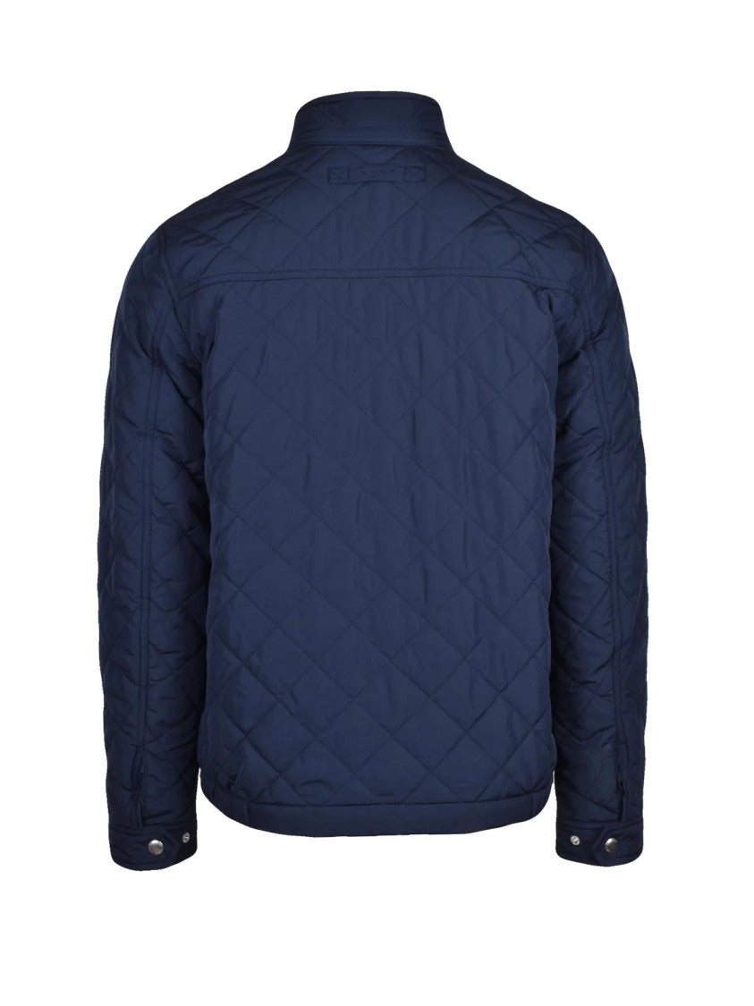 Gant Quilted Windcheater Coat In Deep Blue With Insulated Padding