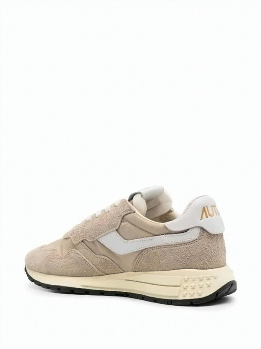 Autry Textured Beige Sneakers With Suede And Nylon Upper
