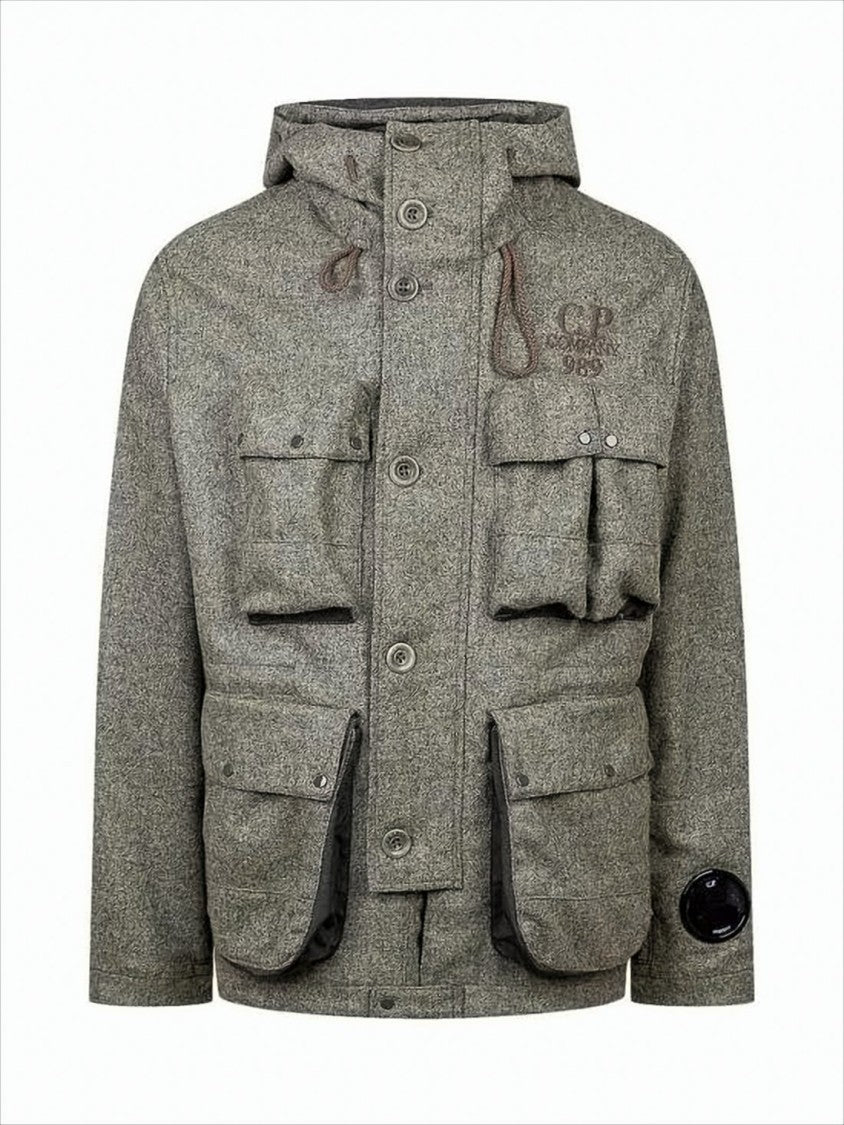 C.P. Company Textured Wool Jacket With Integrated Goggles And Round Lens Patch